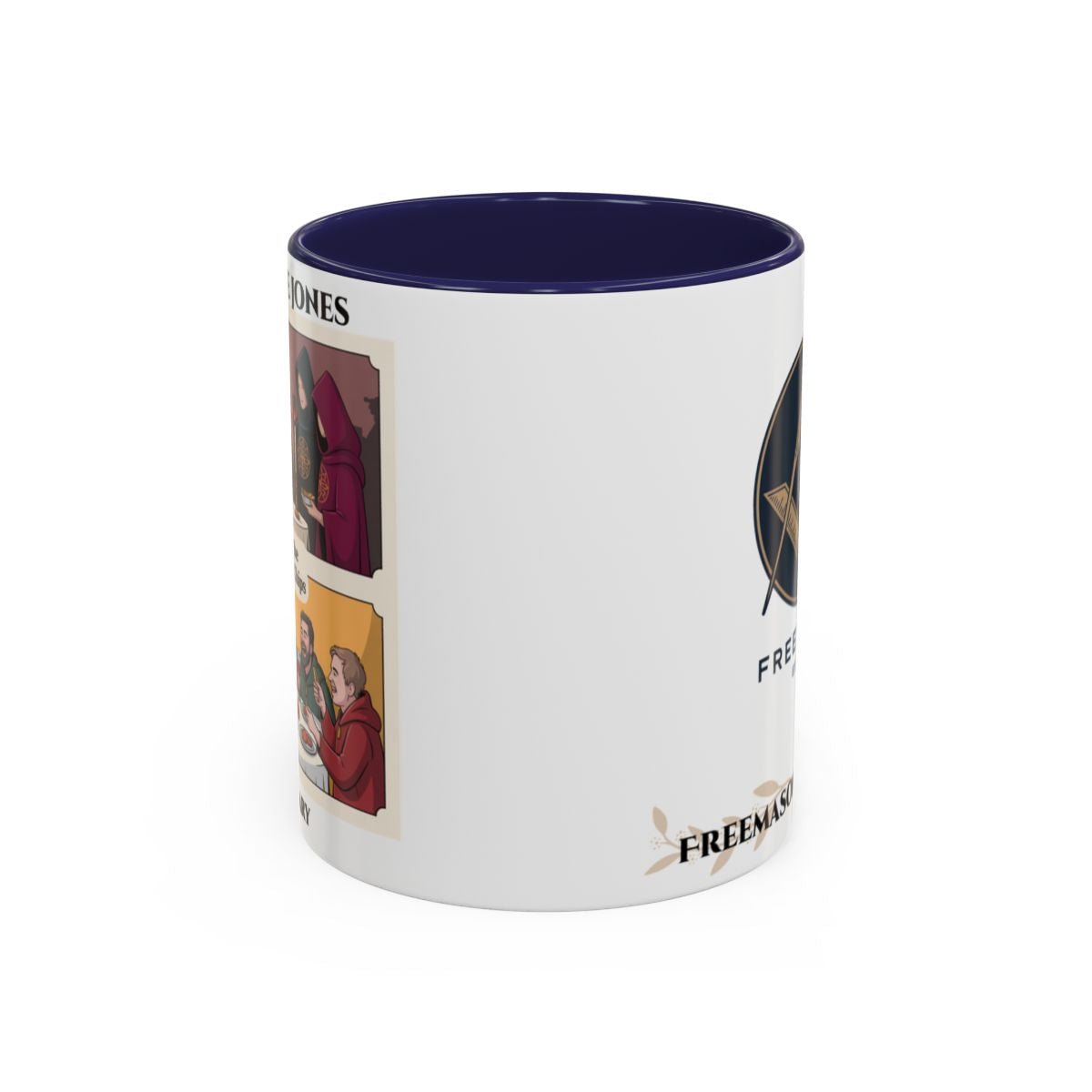 Premium Personalised Freemason Colour Rim Mug - Knight Emblem - Masonic Mugs