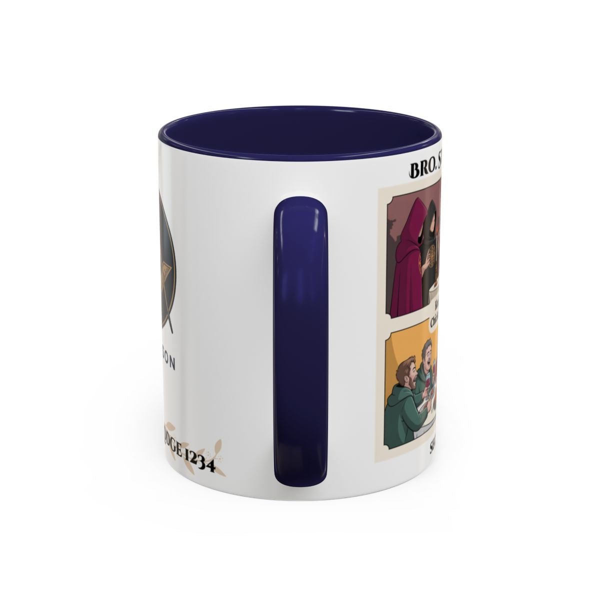 Premium Personalised Freemason Colour Rim Mug - Knight Emblem - Masonic Mugs