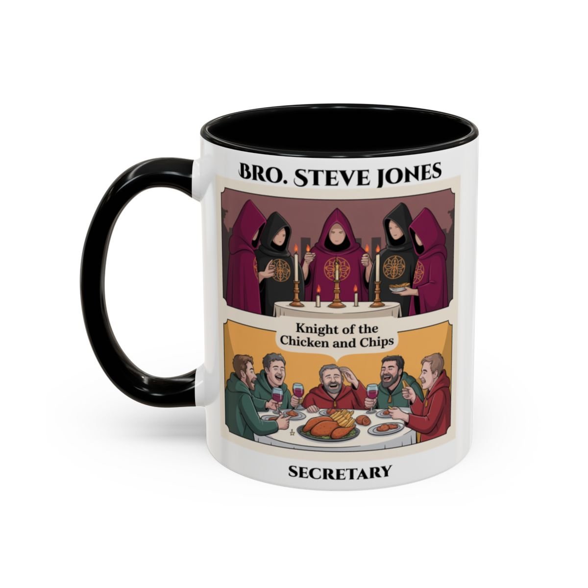 Premium Personalised Freemason Colour Rim Mug - Knight Emblem - Masonic Mugs