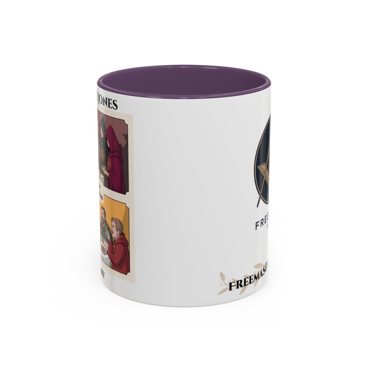 Premium Personalised Freemason Colour Rim Mug - Knight Emblem - Masonic Mugs