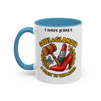 Premium Personalised Freemason Colour Rim Mug - Ladies Night Design - Gavel and Glamour - Masonic Mugs