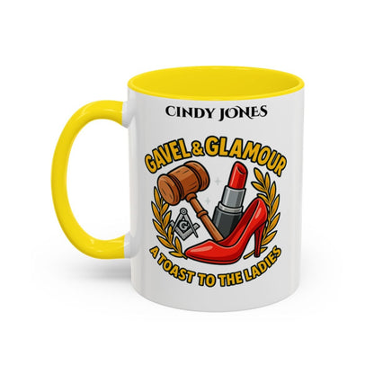 Premium Personalised Freemason Colour Rim Mug - Ladies Night Design - Gavel and Glamour - Masonic Mugs