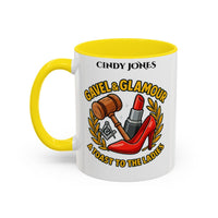 Premium Personalised Freemason Colour Rim Mug - Ladies Night Design - Gavel and Glamour - Masonic Mugs