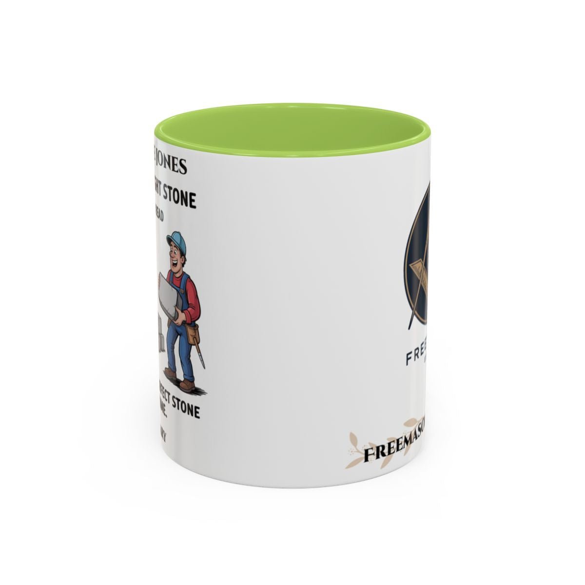 Premium Personalised Freemason Colour Rim Mug - Mark Choosing the right stone - Masonic Mugs