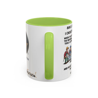 Premium Personalised Freemason Colour Rim Mug - Mark Choosing the right stone - Masonic Mugs