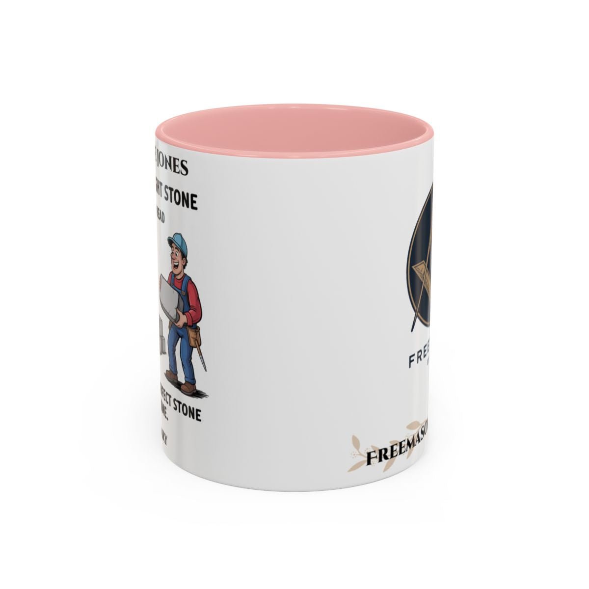 Premium Personalised Freemason Colour Rim Mug - Mark Choosing the right stone - Masonic Mugs