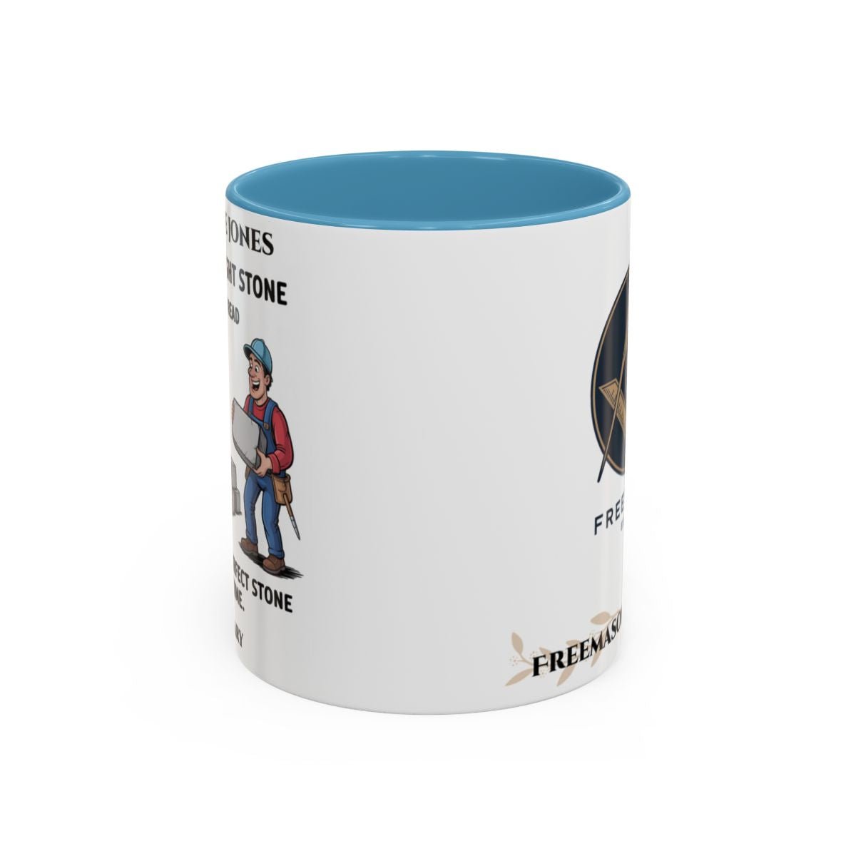 Premium Personalised Freemason Colour Rim Mug - Mark Choosing the right stone - Masonic Mugs