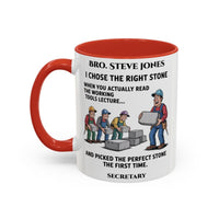 Premium Personalised Freemason Colour Rim Mug - Mark Choosing the right stone - Masonic Mugs