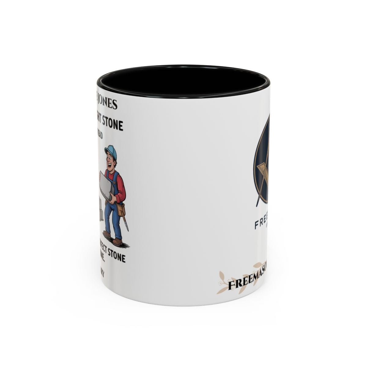Premium Personalised Freemason Colour Rim Mug - Mark Choosing the right stone - Masonic Mugs