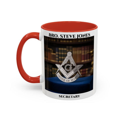 Premium Personalised Freemason Colour Rim Mug - Mark Masonry - Masonic Mugs