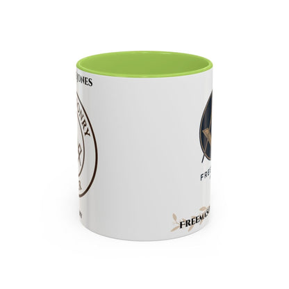 Premium Personalised Freemason Colour Rim Mug - Mark Masonry Emblem - Masonic Mugs