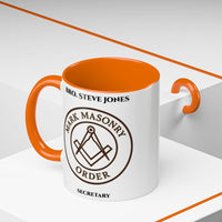Premium Personalised Freemason Colour Rim Mug - Mark Masonry Emblem - Masonic Mugs