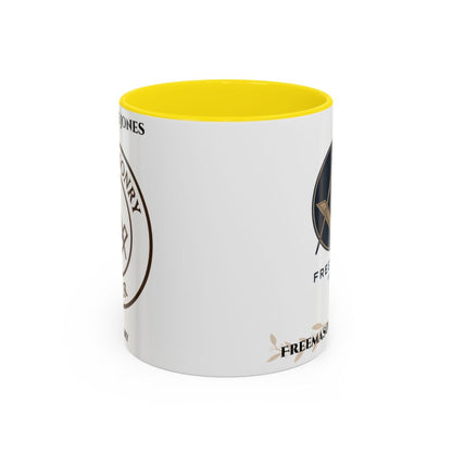 Premium Personalised Freemason Colour Rim Mug - Mark Masonry Emblem - Masonic Mugs