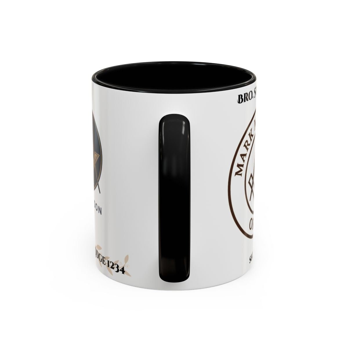 Premium Personalised Freemason Colour Rim Mug - Mark Masonry Emblem - Masonic Mugs