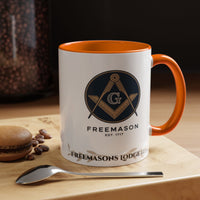 Premium Personalised Freemason Colour Rim Mug - Mark Masonry Emblem - Masonic Mugs