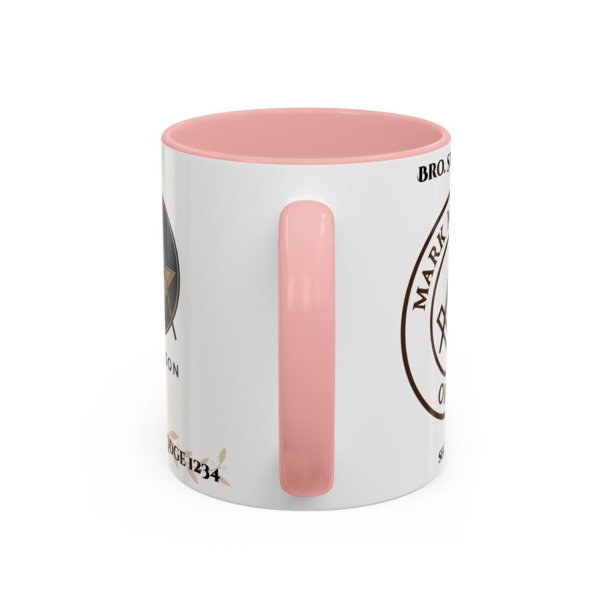 Premium Personalised Freemason Colour Rim Mug - Mark Masonry Emblem - Masonic Mugs