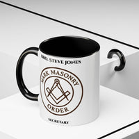 Premium Personalised Freemason Colour Rim Mug - Mark Masonry Emblem - Masonic Mugs