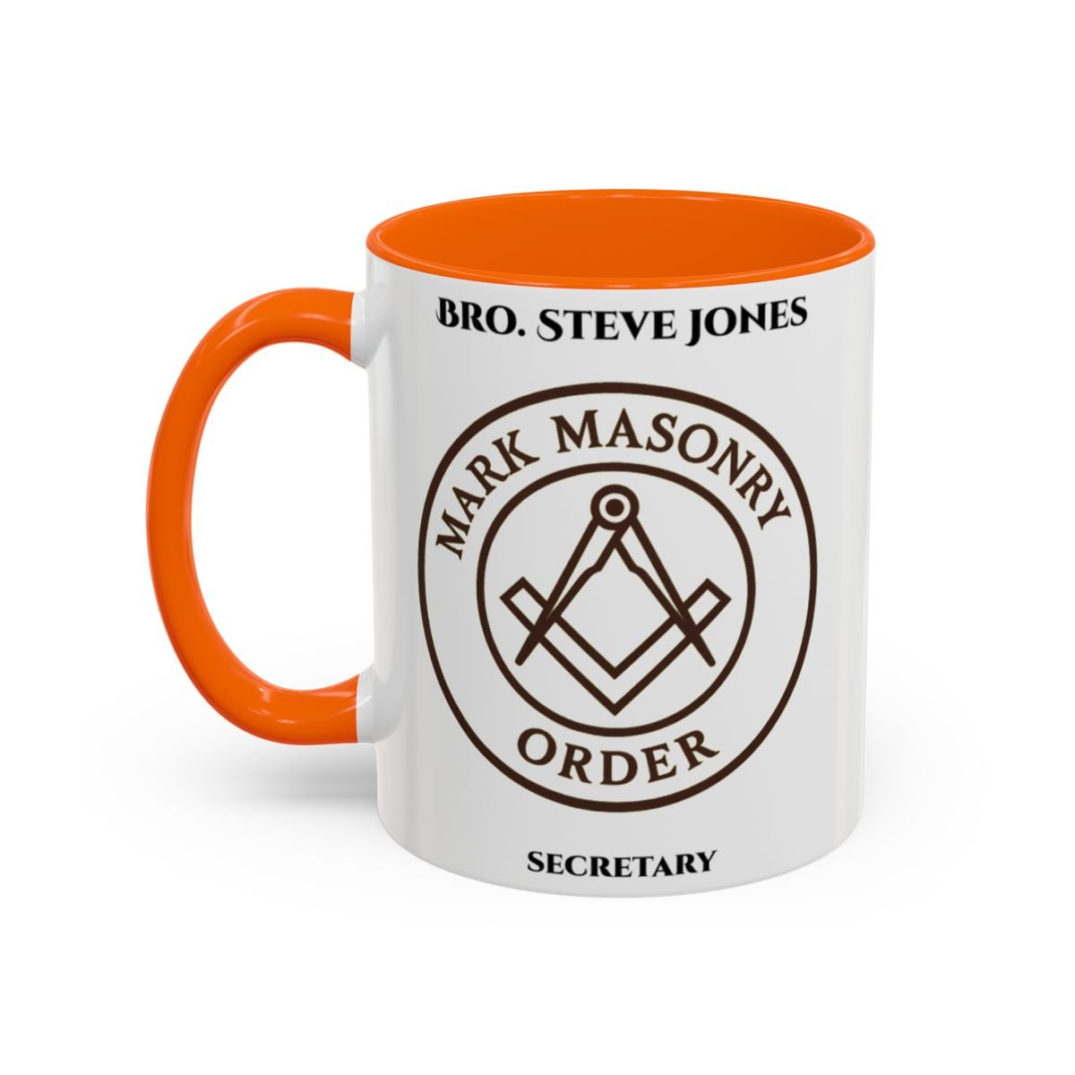 Premium Personalised Freemason Colour Rim Mug - Mark Masonry Emblem - Masonic Mugs