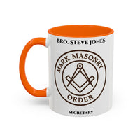Premium Personalised Freemason Colour Rim Mug - Mark Masonry Emblem - Masonic Mugs