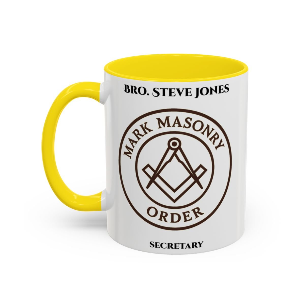Premium Personalised Freemason Colour Rim Mug - Mark Masonry Emblem - Masonic Mugs