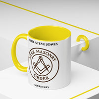 Premium Personalised Freemason Colour Rim Mug - Mark Masonry Emblem - Masonic Mugs