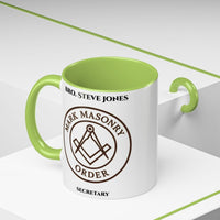 Premium Personalised Freemason Colour Rim Mug - Mark Masonry Emblem - Masonic Mugs