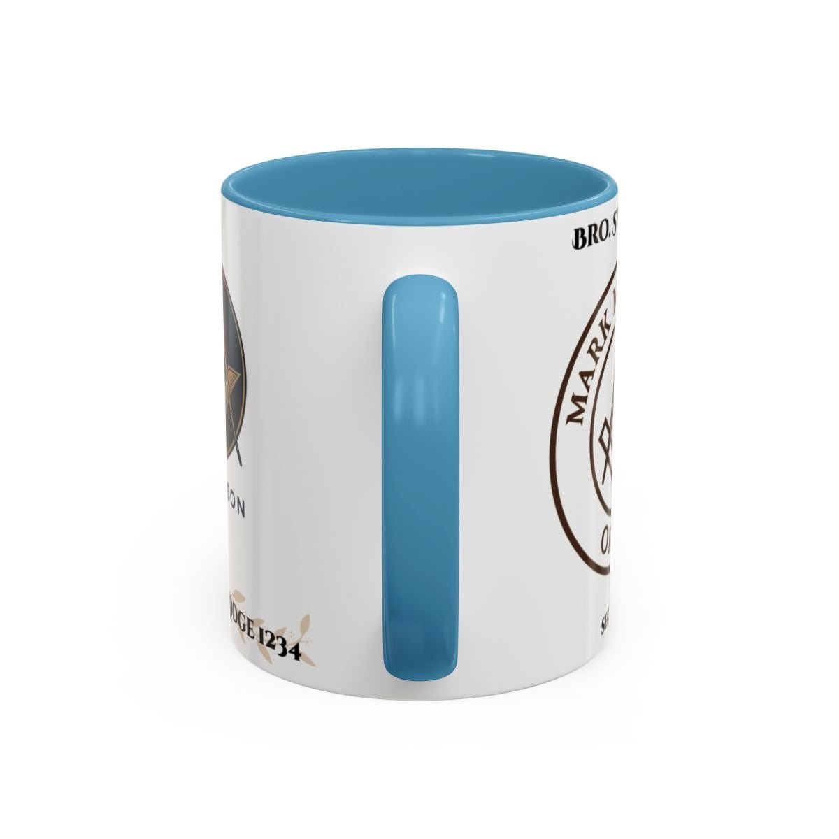 Premium Personalised Freemason Colour Rim Mug - Mark Masonry Emblem - Masonic Mugs