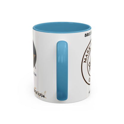 Premium Personalised Freemason Colour Rim Mug - Mark Masonry Emblem - Masonic Mugs