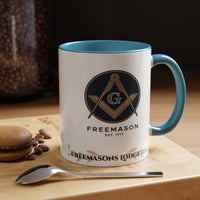 Premium Personalised Freemason Colour Rim Mug - Mark Masonry Emblem - Masonic Mugs