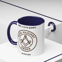 Premium Personalised Freemason Colour Rim Mug - Mark Masonry Emblem - Masonic Mugs