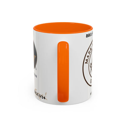 Premium Personalised Freemason Colour Rim Mug - Mark Masonry Emblem - Masonic Mugs