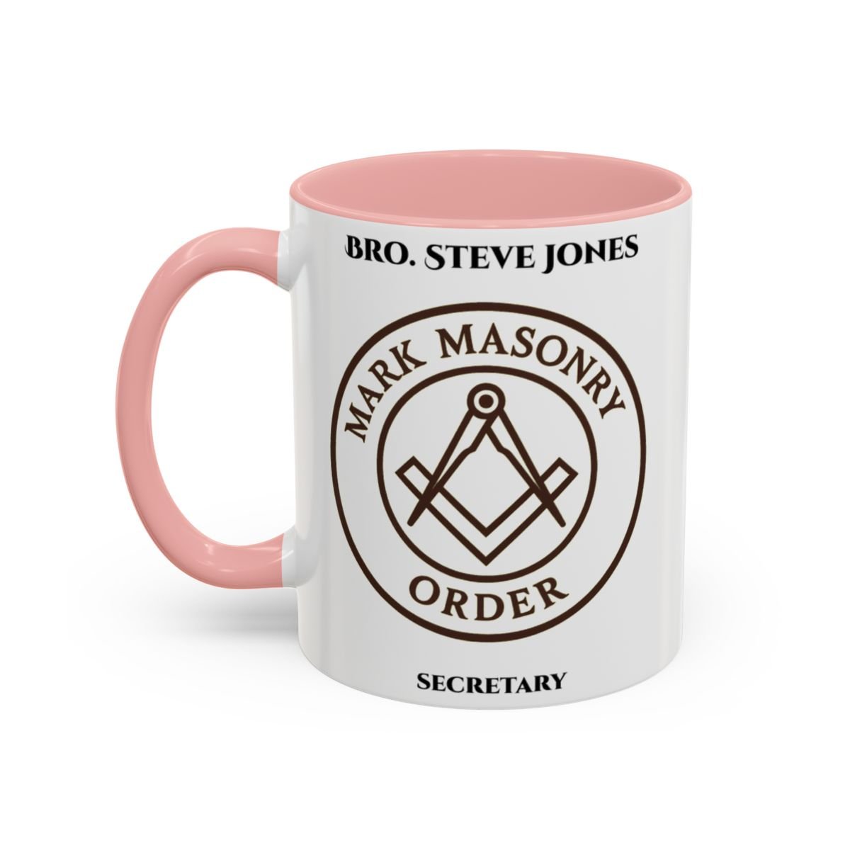 Premium Personalised Freemason Colour Rim Mug - Mark Masonry Emblem - Masonic Mugs
