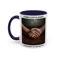 Premium Personalised Freemason Colour Rim Mug - Membership Officer Design Hand shake - Masonic Mugs