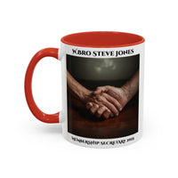 Premium Personalised Freemason Colour Rim Mug - Membership Officer Design Hand shake - Masonic Mugs