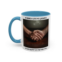 Premium Personalised Freemason Colour Rim Mug - Membership Officer Design Hand shake - Masonic Mugs