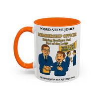 Premium Personalised Freemason Colour Rim Mug - Membership Officer Design Helping brothers feel part of the lodge - Masonic Mugs