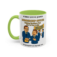 Premium Personalised Freemason Colour Rim Mug - Membership Officer Design Helping brothers feel part of the lodge - Masonic Mugs