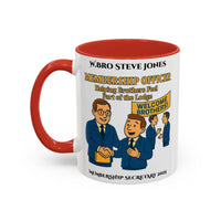 Premium Personalised Freemason Colour Rim Mug - Membership Officer Design Helping brothers feel part of the lodge - Masonic Mugs