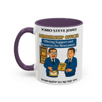 Premium Personalised Freemason Colour Rim Mug - Membership Officer Design Offering support and resources for newcomers - Masonic Mugs