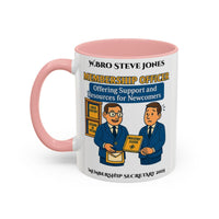 Premium Personalised Freemason Colour Rim Mug - Membership Officer Design Offering support and resources for newcomers - Masonic Mugs