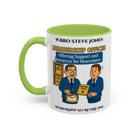 Premium Personalised Freemason Colour Rim Mug - Membership Officer Design Offering support and resources for newcomers - Masonic Mugs