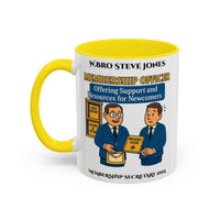 Premium Personalised Freemason Colour Rim Mug - Membership Officer Design Offering support and resources for newcomers - Masonic Mugs