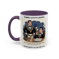 Premium Personalised Freemason Colour Rim Mug - Membership Officer Design - Yes you do have to learn the whole charge - Masonic Mugs