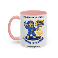 Premium Personalised Freemason Colour Rim Mug - Meme - beam me up to the lodge - Masonic Mugs