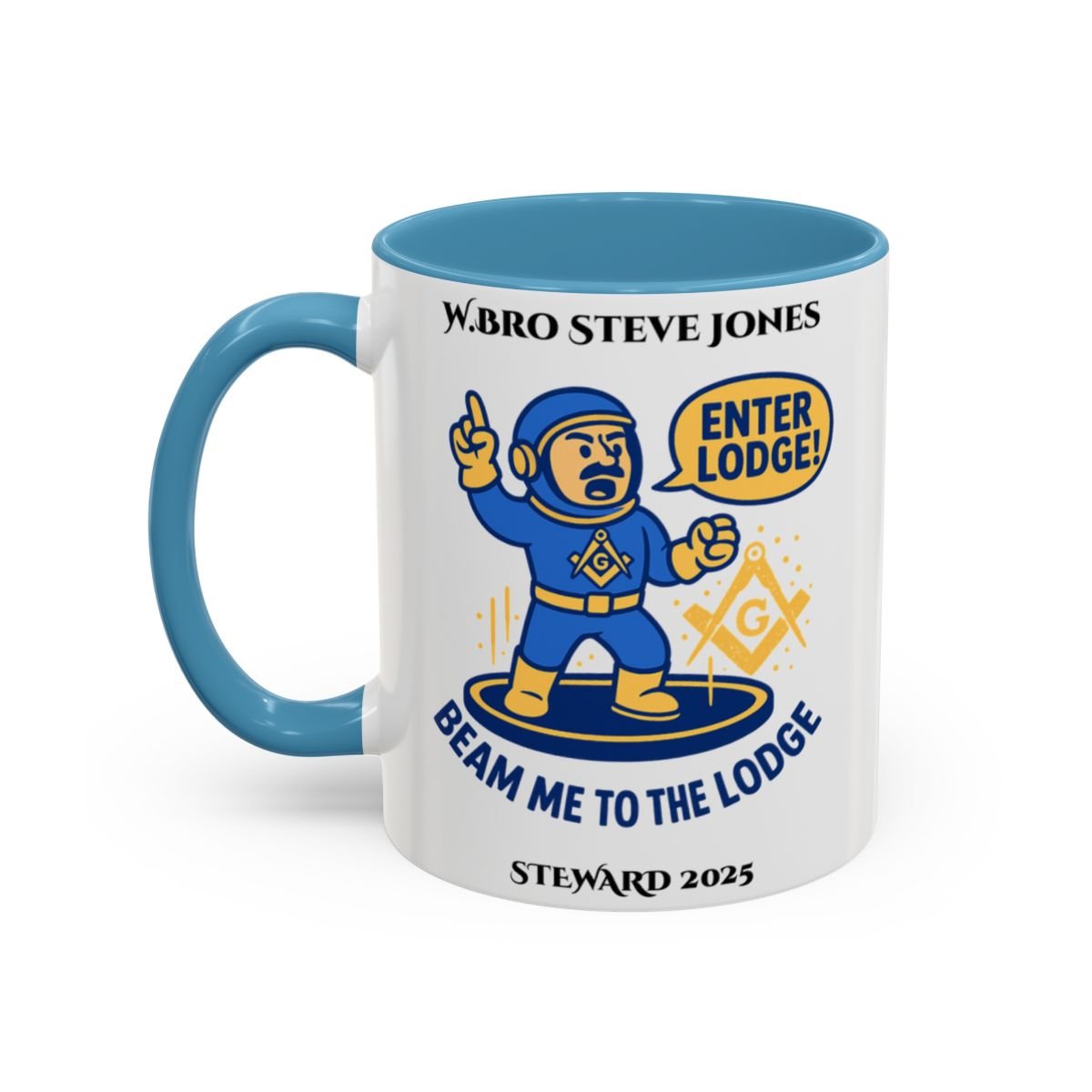 Premium Personalised Freemason Colour Rim Mug - Meme - beam me up to the lodge - Masonic Mugs
