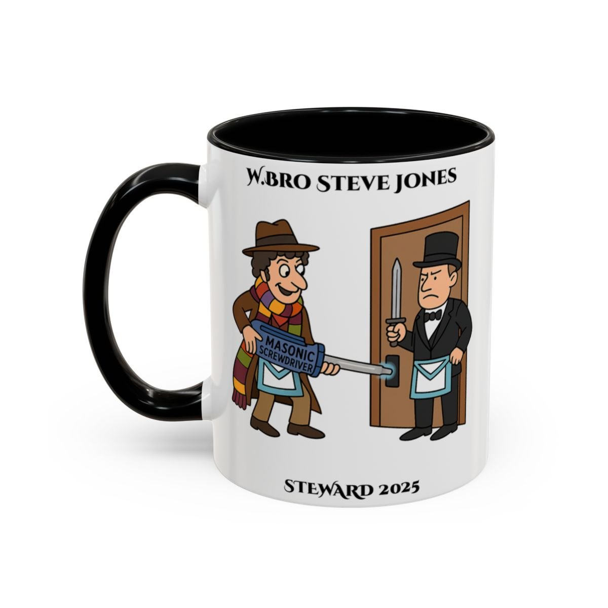 Premium Personalised Freemason Colour Rim Mug - Meme - Dr Who - Masonic Mugs