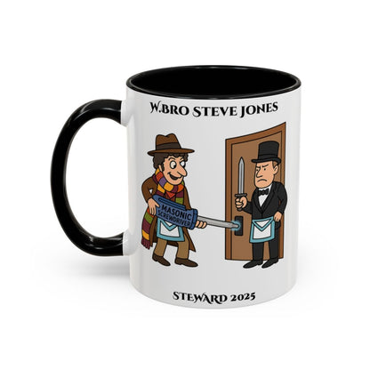 Premium Personalised Freemason Colour Rim Mug - Meme - Dr Who - Masonic Mugs