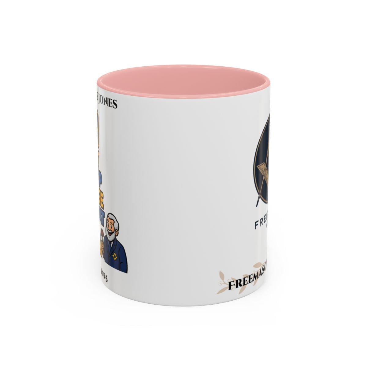 Premium Personalised Freemason Colour Rim Mug - Meme - eat, sleep, lodge, repeat - Masonic Mugs