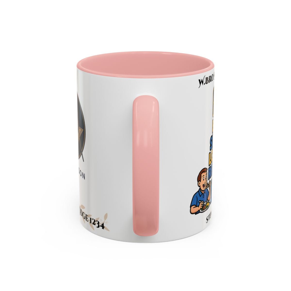 Premium Personalised Freemason Colour Rim Mug - Meme - eat, sleep, lodge, repeat - Masonic Mugs