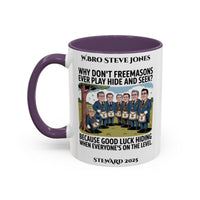 Premium Personalised Freemason Colour Rim Mug - Meme - Hide and Seek - Masonic Mugs